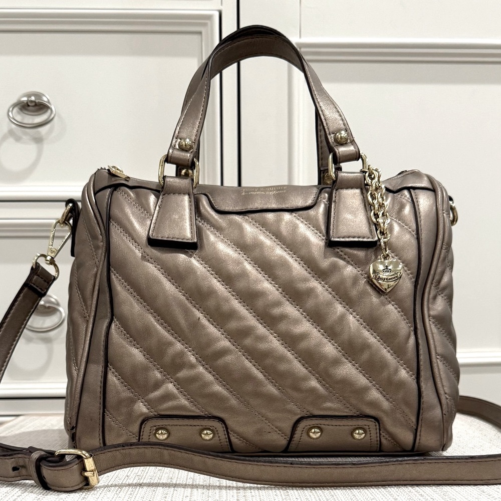 👑 SOLD - Juicy Couture Vintage Y2K Bronze Quilted Satchel Bag